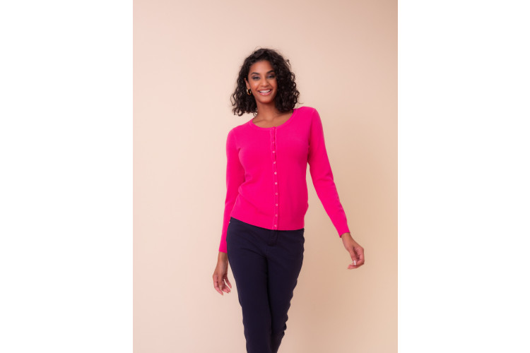 Alison Sheri Lightweight Knit Cardigan | Fuchsia