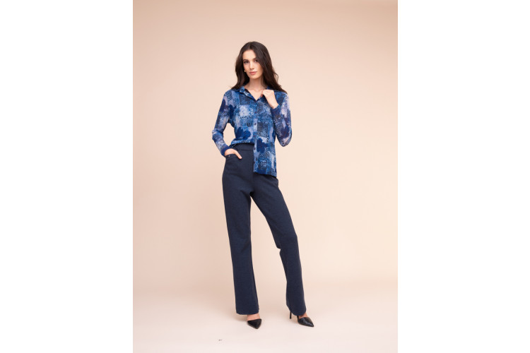 Alison Sheri Printed Stretch Shirt | Blue