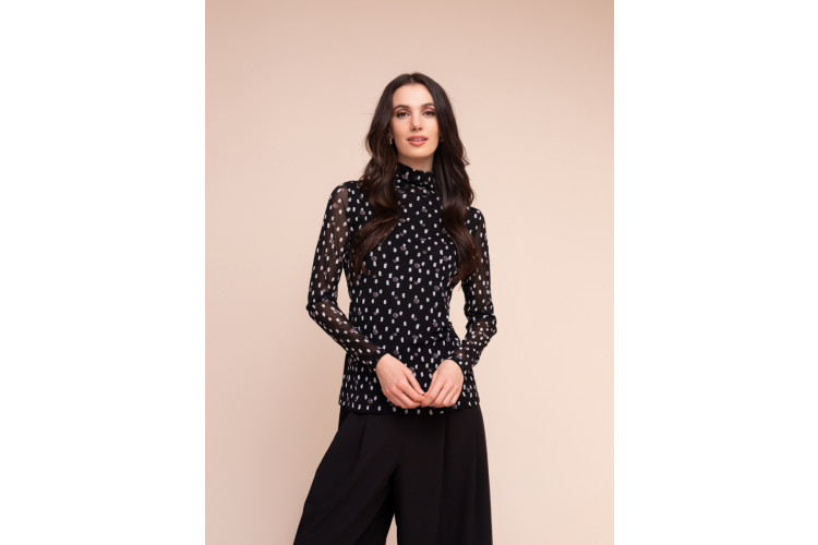 Alison Sheri Roll Neck | Black & White