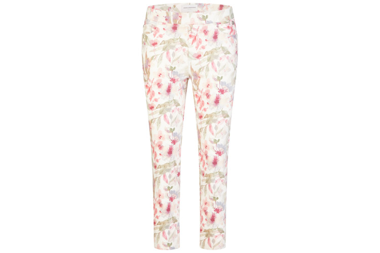 Angelika 7/8 Flexi Jeans - White & Rose Floral