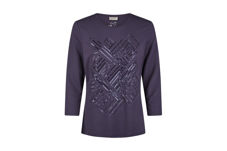 Navy Sequin 3/4 Sleeve Tee