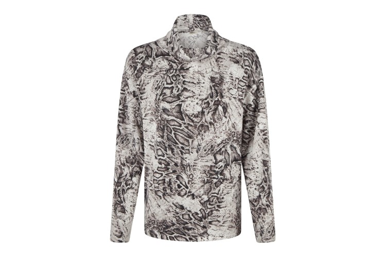 Barbara Lebek Soft-Touch Polo Neck in Steel Snake Print