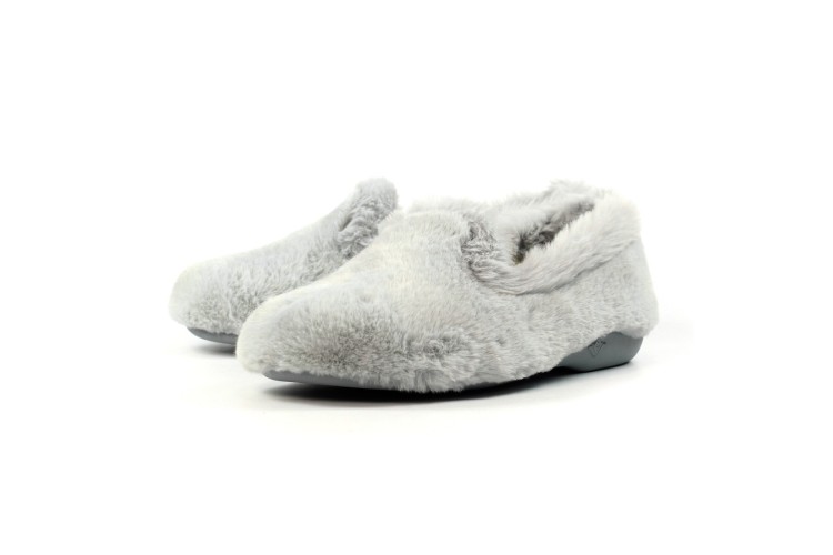 Bella Grey Faux Fur Slipper