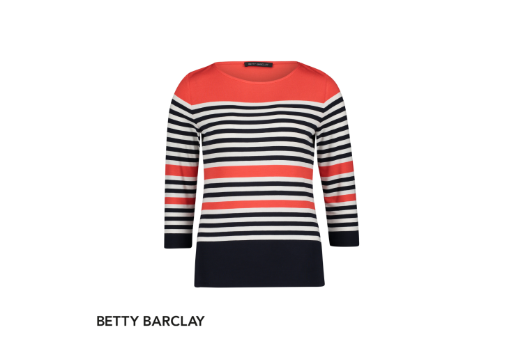 Betty Barclay Top 2378/1168 | Hot Coral Stripe