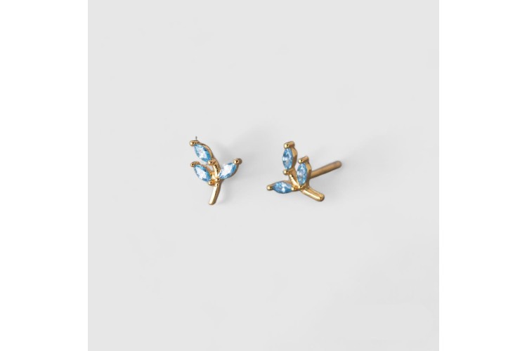 Blue Leaf & Branch Earrings