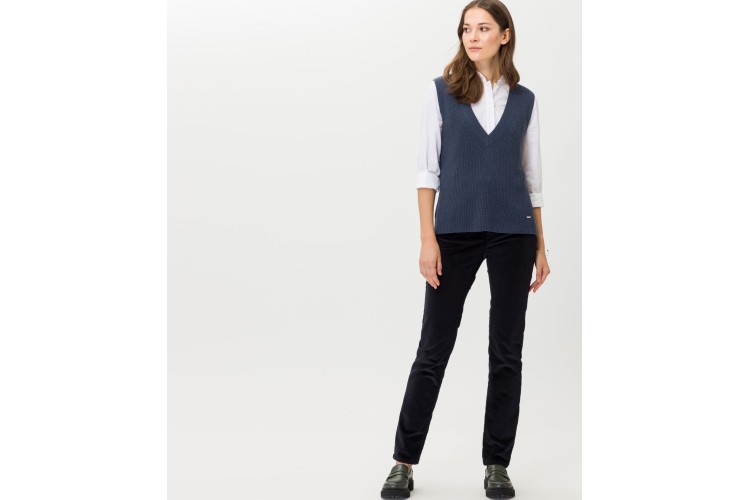 Brax Carola Velvet Sheen Cord Regular | Navy