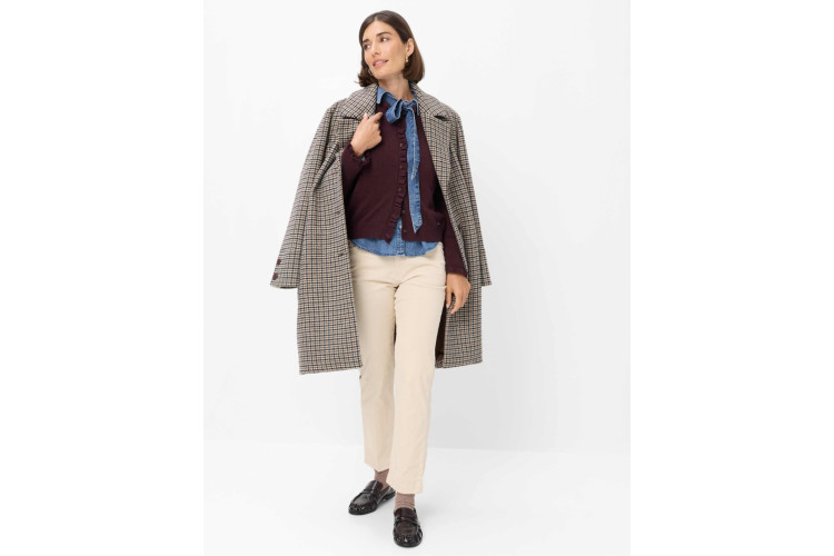 Brax Merino Wool & Cashmere Ruffle Cardigan | Blackberry Violet