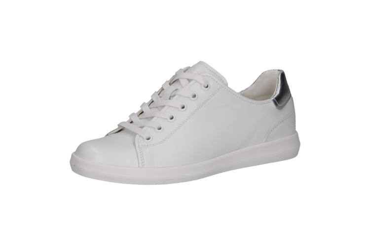 White & Silver Leather Trainers