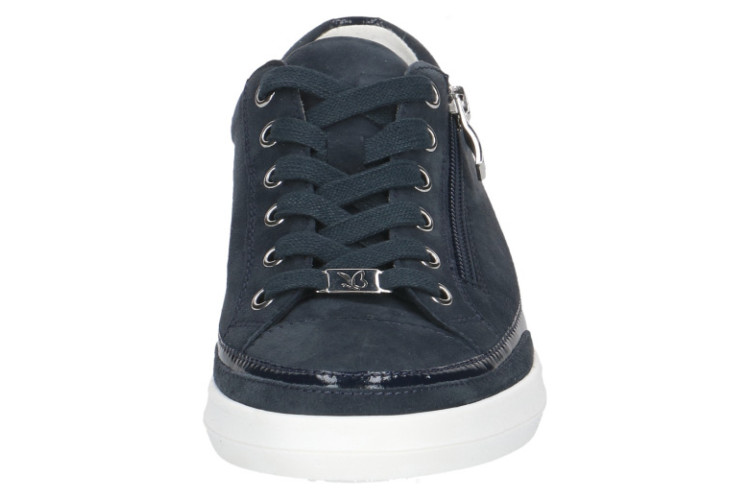 Caprice Navy Leather Lace & Zip Trainers