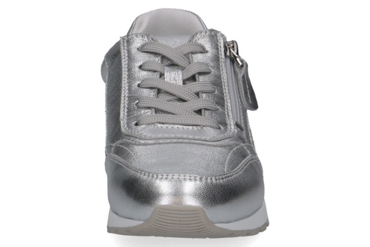 Caprice Silver Leather Lace & Zip Trainers