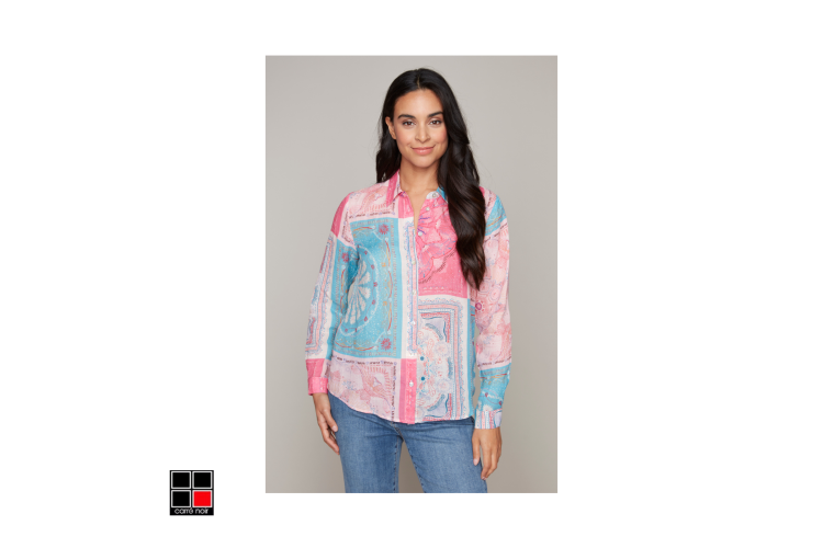 Carre Noir Shirt | Turquoise & Pink