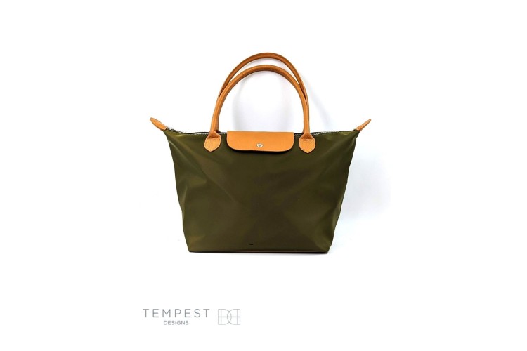 Classic Leather Trim Tote Bag: Green