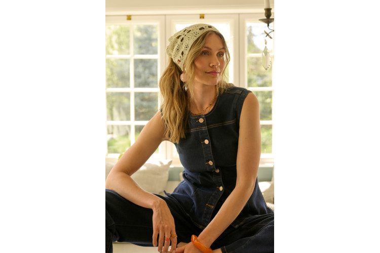 ** Cream Damy Denim Waistcoat | Cape Breton Rinse