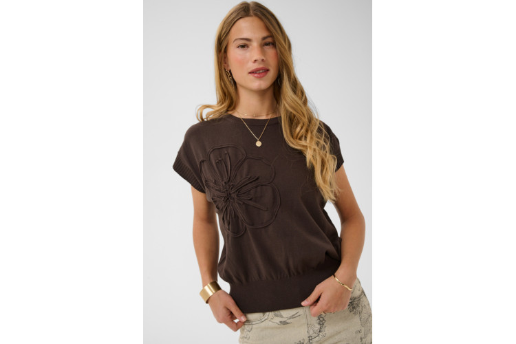 Cream Dela Knit Slipover with Deco | Java