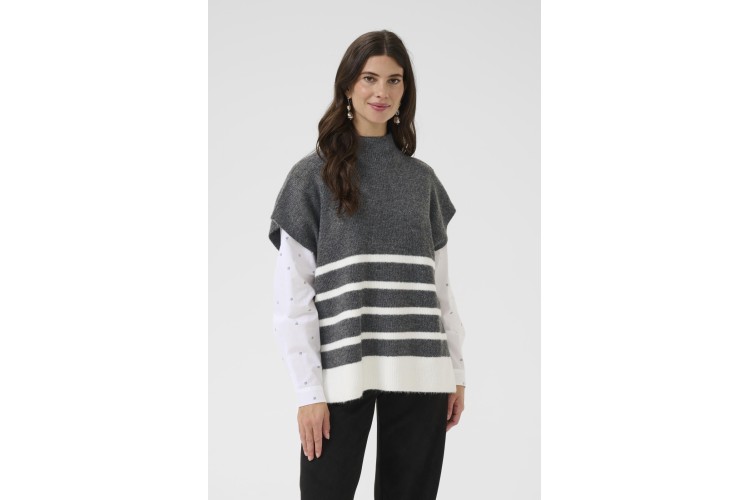 Cream Oversized Sleeveless Stari Jumper – Grey/Winter White