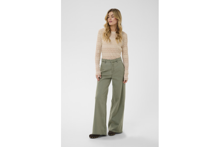Cream Visti Wide Leg Jeans | Mulled Basil