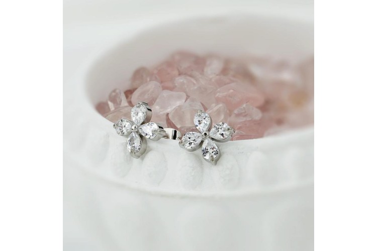 Crystal Petal Flower Earrings