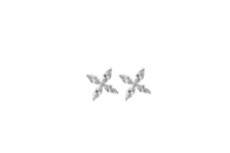 Cubic Zirconia Petal Silver Stud Earrings