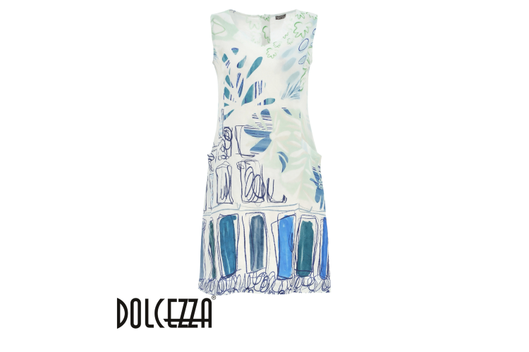 Dolcezza City Garden Dress 25774 | Blue & White Linen