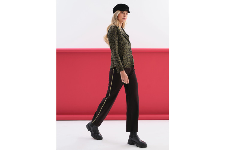 Dolcezza Stretch Side Stripe Trousers | Black & Lime