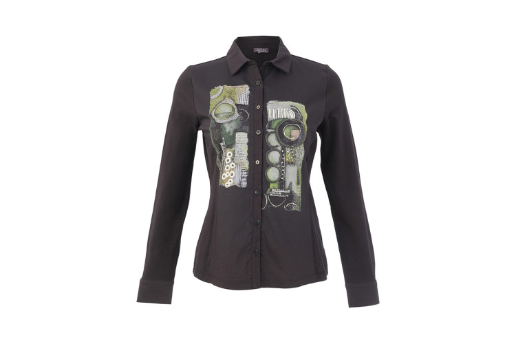 Dolcezza Cotton Stretch Graphic Shirt | Black & Lime
