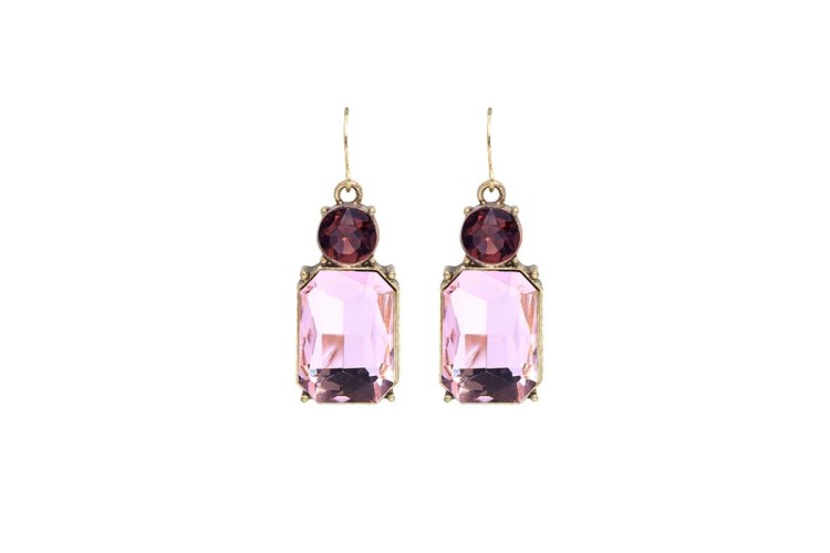 Double Drop Earrings - Pink & Burgundy
