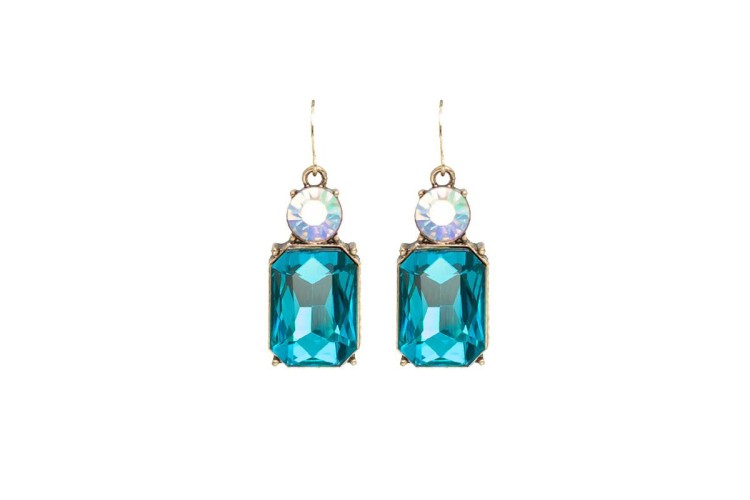 Double Drop Earrings - Turquoise & AB