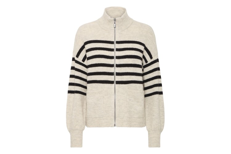 Elvira Striped Zip-Up Cardigan