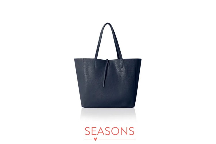 Everyday Leather Tote - Navy