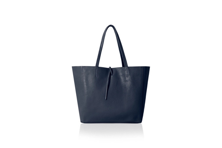 Oversized Leather Tote | Navy