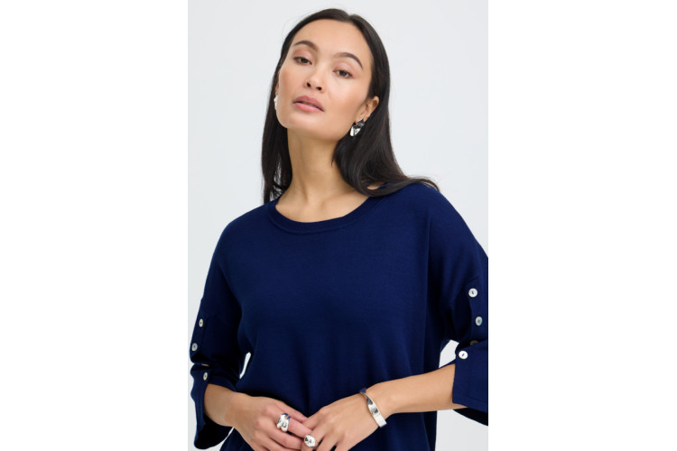 Fransa Besmock Pullover | Blue Depths
