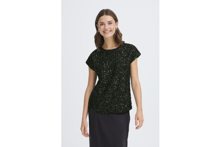 Charlotta Black Sequin Tee