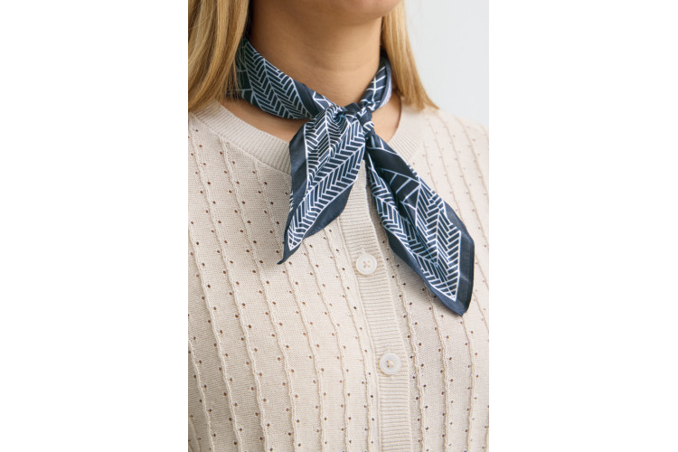 Fransa Silla Silk Scarf | Navy & Ivory