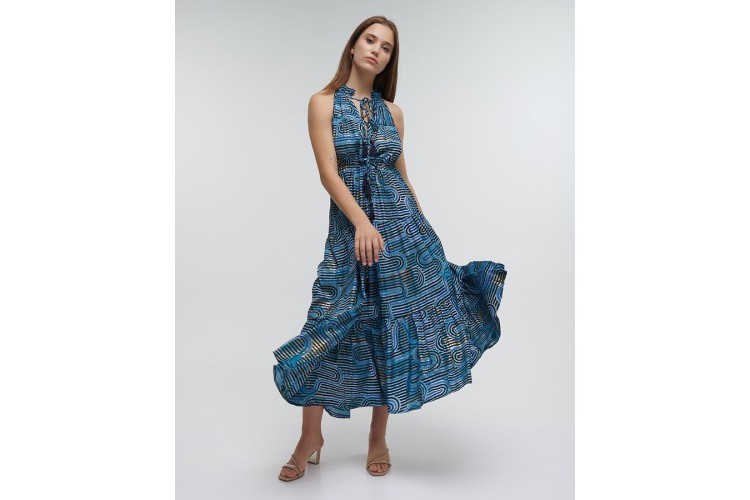 Green & Lilac Maxi Dress