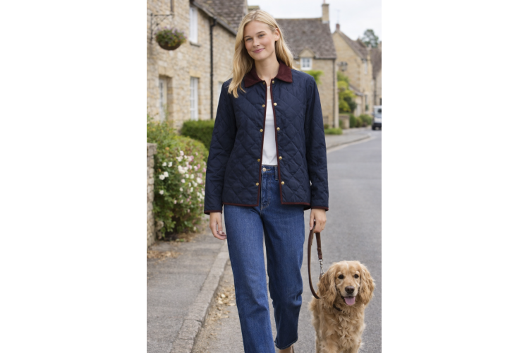 ICHI Navy Quilt Jacket