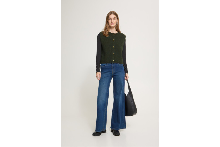 ICHI Panora Knitted Waistcoat | Rosin Melange