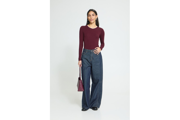 ICHI Philuca Long Sleeve Top | Zinfandel
