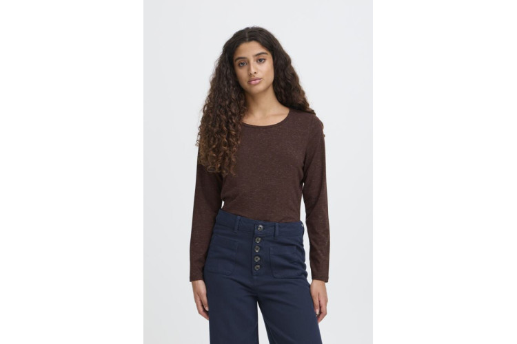ICHI Rebel Long Sleeve Top | Coffee Bean