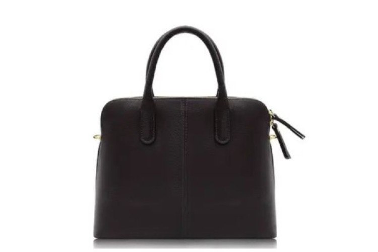 Italian Leather Structured Tote - Black