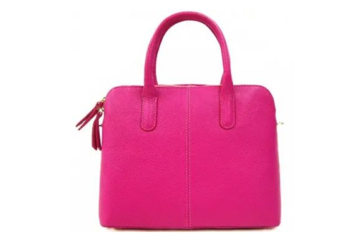 Italian Leather Structured Tote - Fuchsia