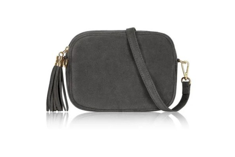 Italian Suede Camera Bag - Dark Grey