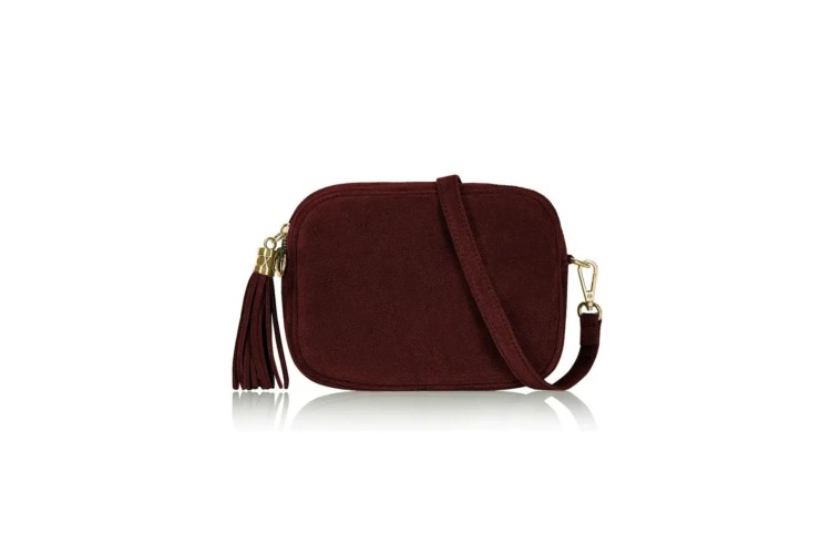 Italian Suede Camera Bag - Deep Plum