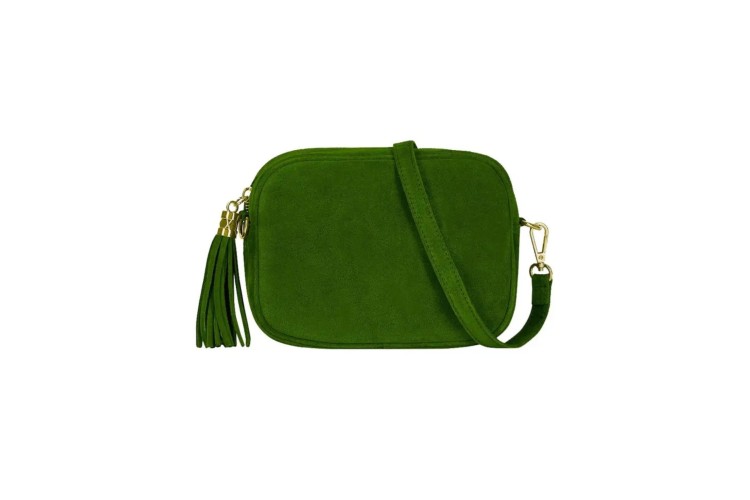 Italian Suede Camera Bag - Jade Green