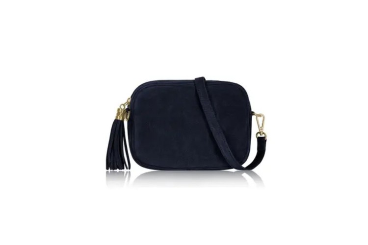 Italian Suede Camera Bag - Navy