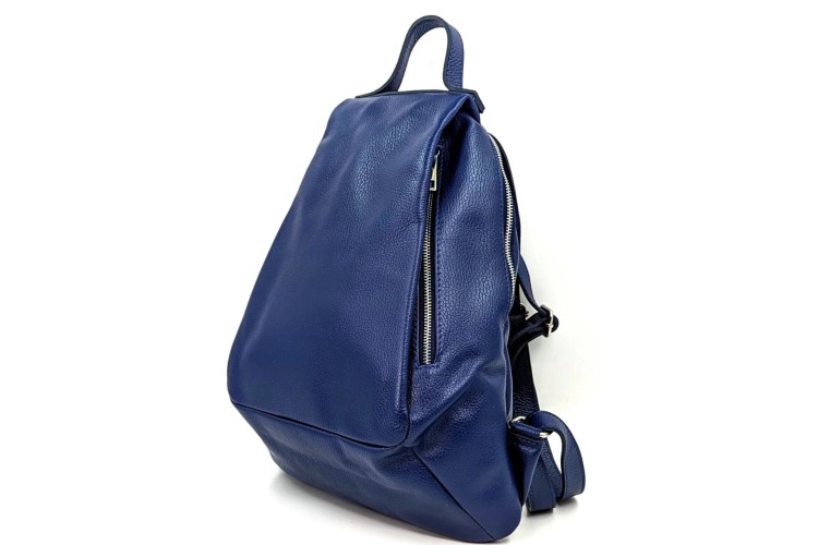 Leather Backpack: Navy Blue 