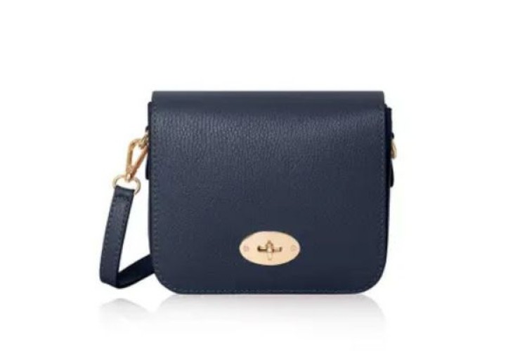 Leather Crossbody Bag - Navy