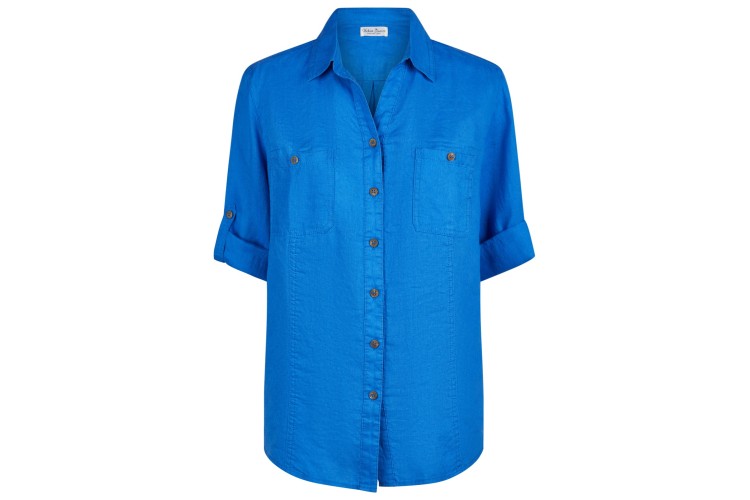 Linen Long Sleeve Shirt - Ocean Blue