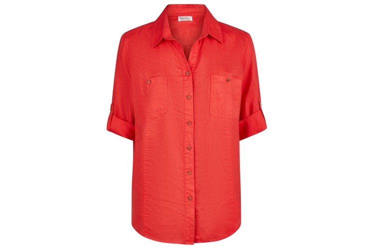 Linen Long Sleeve Shirt - Red