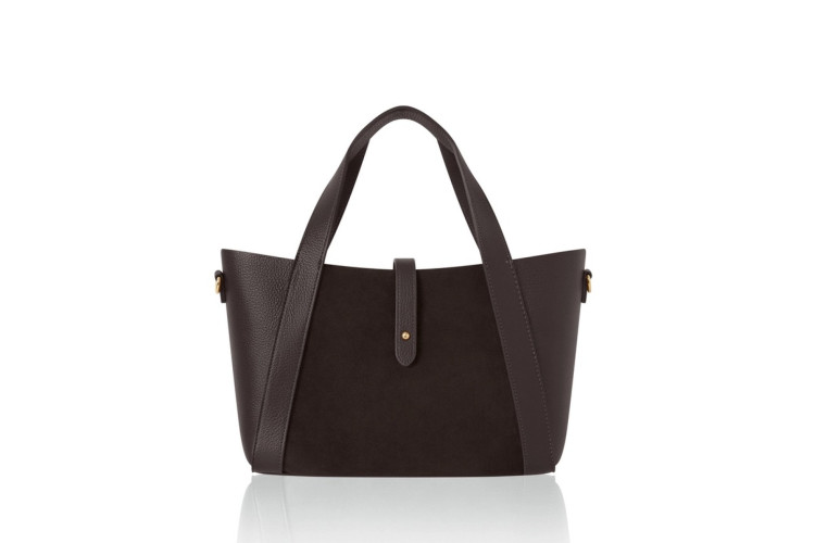 Loren Italian Leather & Suede Tote | Dark Chocolate