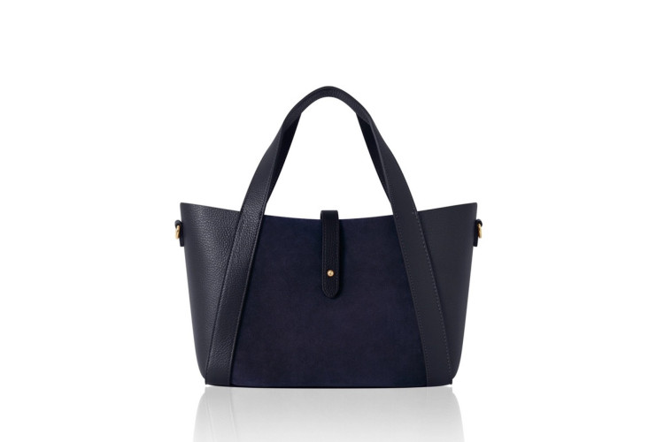 Loren Italian Leather & Suede Tote | Navy